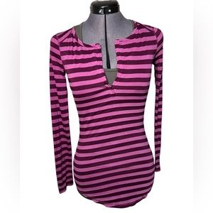 Bobi women’s pink/maroon strip shirt size small petite